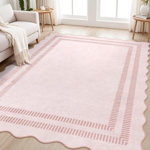 Scalloped Area Rug for Bedroom
