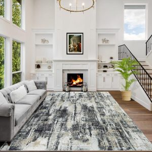 Abstract Washable Area Rug