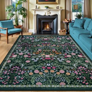 Floral Boho Washable Area Rug